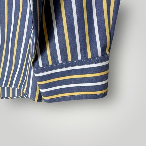 Orvis Striped Button Down Shirt Men's M Blue Yellow White Cotton Long Sleeve - Picture 4 of 10